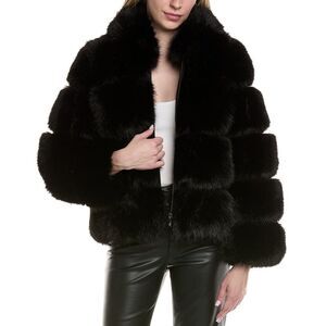 Adrienne Landau Womens Hoodie Jacket, Black